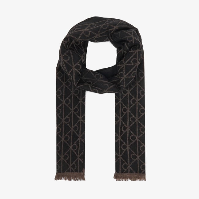  Calvin Klein Emblem Tonal Wool Erkek Gri Atkı