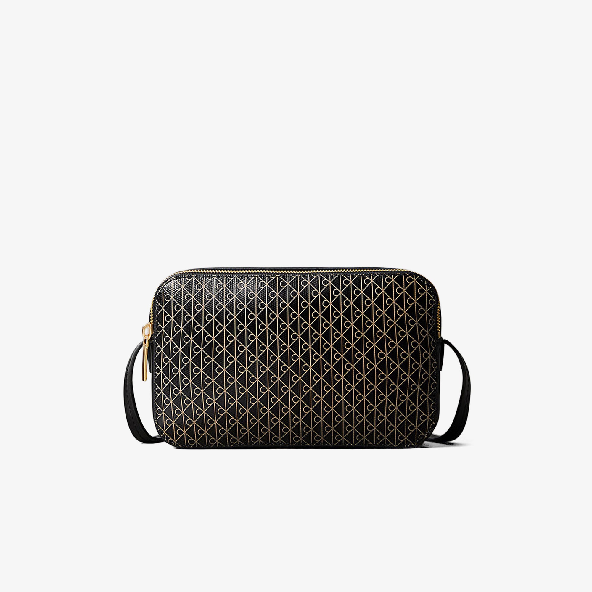  Calvin Klein Emblem Elongated Camera Kadın Siyah El Çantası