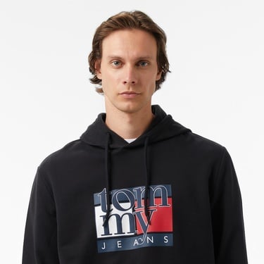  Tommy Hilfiger Twist Flag Erkek Siyah Hoodie