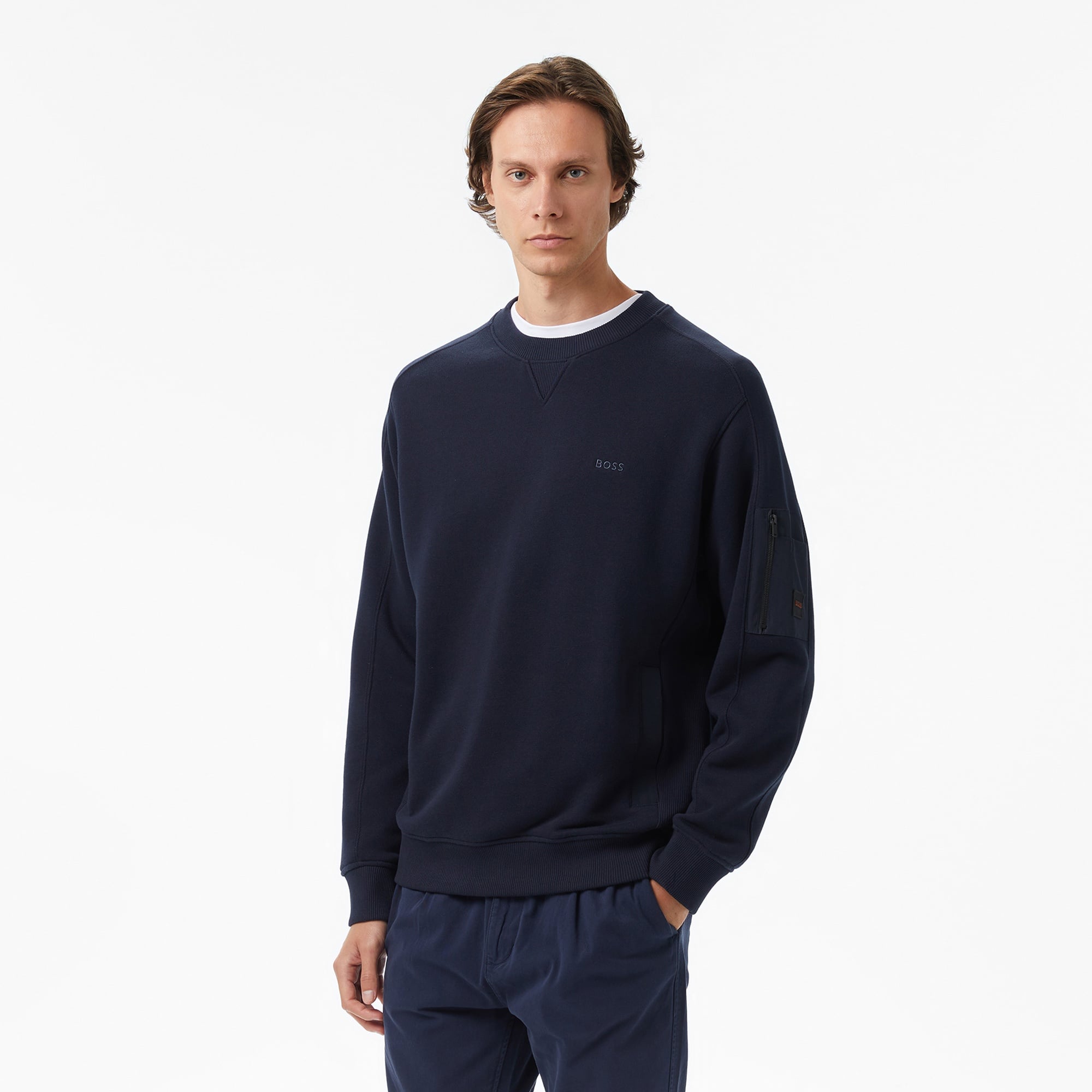 Boss Erkek Koyu Mavi Sweatshirt