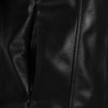  Kadın Siyah Gömlek Yakalı Fit Deri Ceket