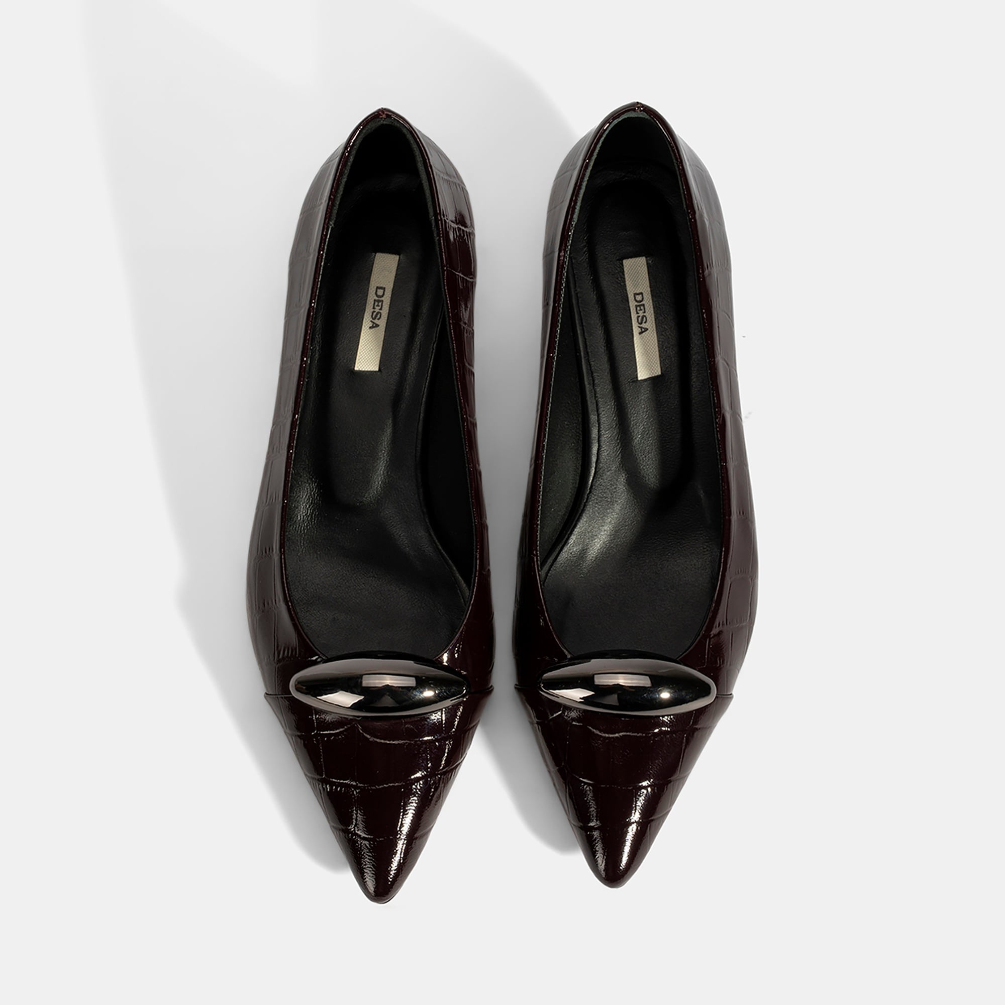 Kadın Bordo Kroko Baskılı Deri Topuklu Ayakkabı