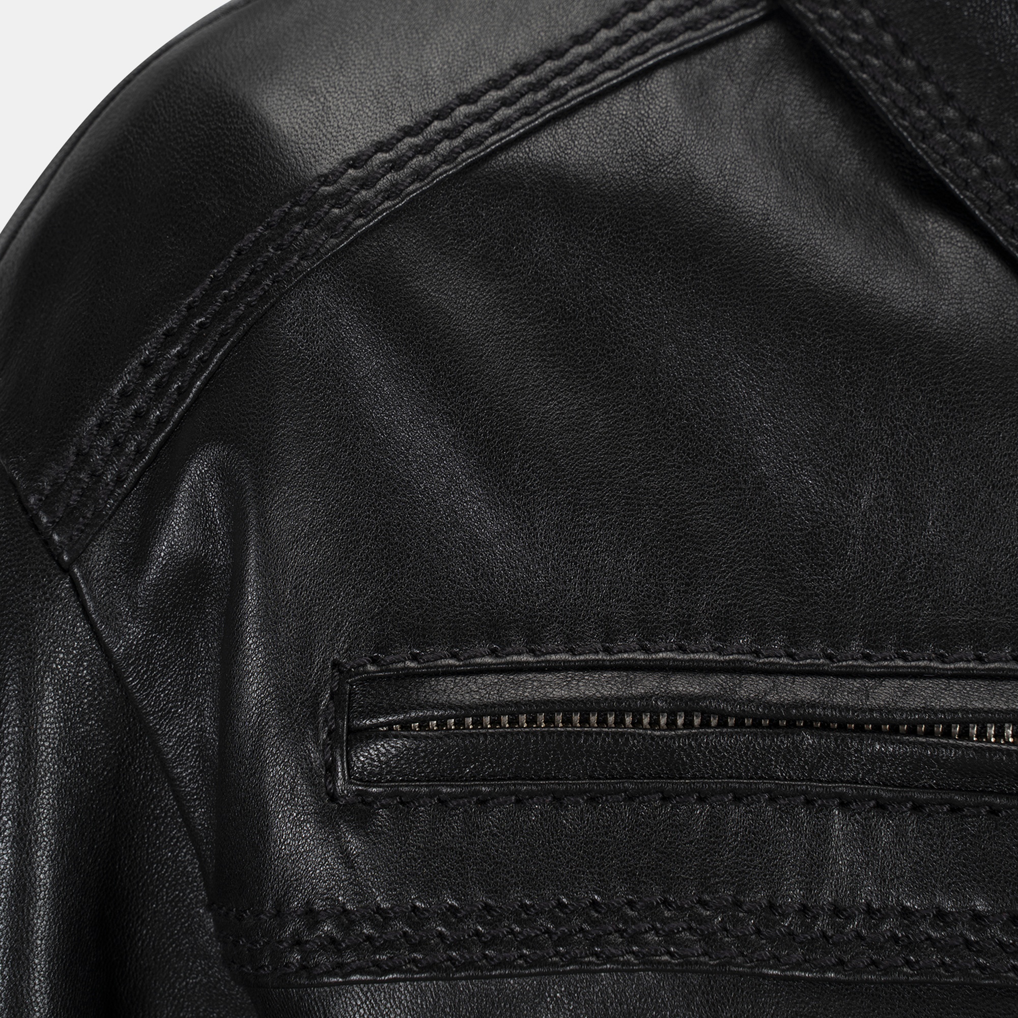 Kadın Siyah Yakalı Deri Bomber Ceket