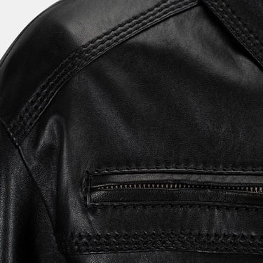  Kadın Siyah Yakalı Deri Bomber Ceket