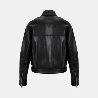  Kadın Siyah Yakalı Deri Bomber Ceket