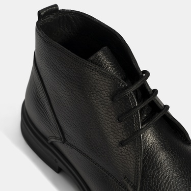  Erkek Siyah Bağcıklı Deri Bot