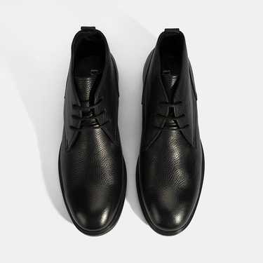  Erkek Siyah Bağcıklı Deri Bot