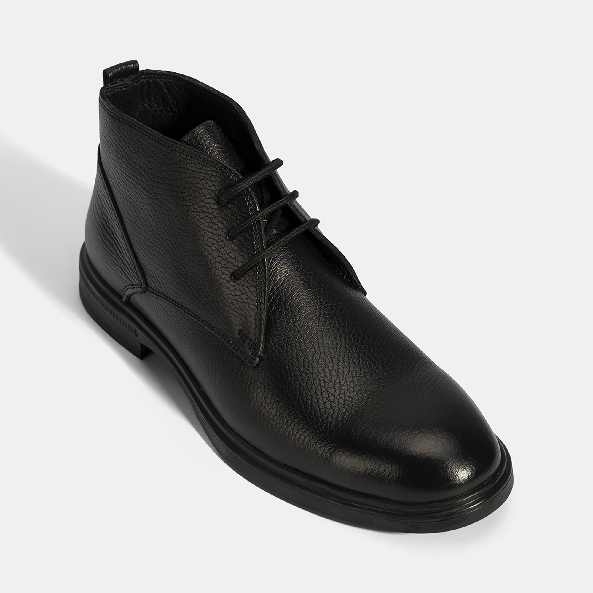 Erkek Siyah Bağcıklı Deri Bot