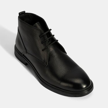  Erkek Siyah Bağcıklı Deri Bot