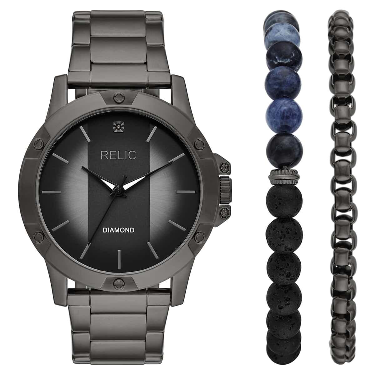  RELIC RL-ZR97000 Pırlantalı Erkek Kol Saati ve Bileklik Seti