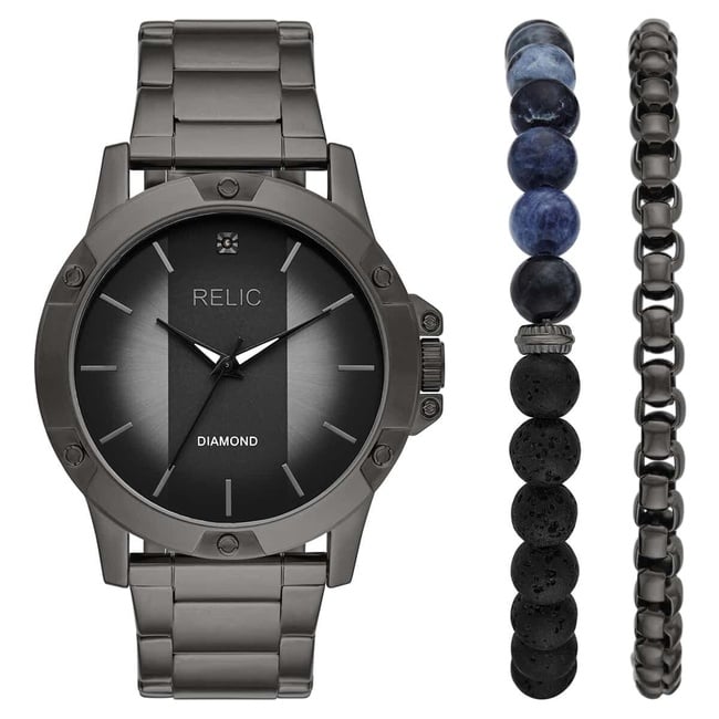  RELIC RL-ZR97000 Pırlantalı Erkek Kol Saati ve Bileklik Seti