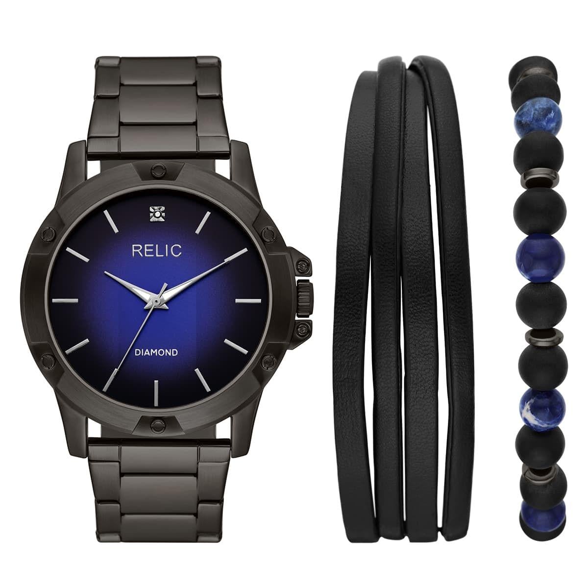  RELIC RL-ZR97009 Pırlantalı Erkek Kol Saati ve Bileklik Seti