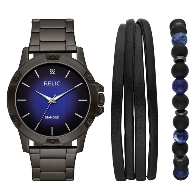  RELIC RL-ZR97009 Pırlantalı Erkek Kol Saati ve Bileklik Seti