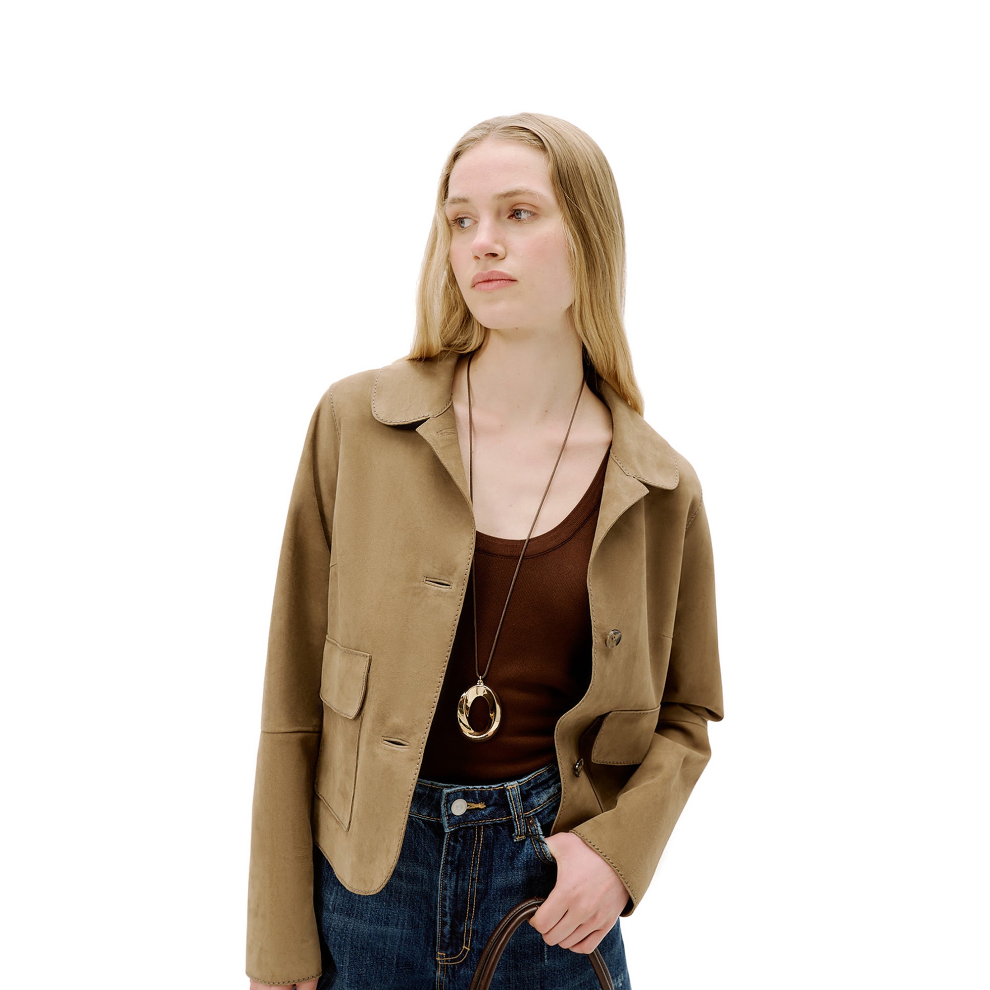 Limited Edition Kadın Vizon Süet Kısa Ceket