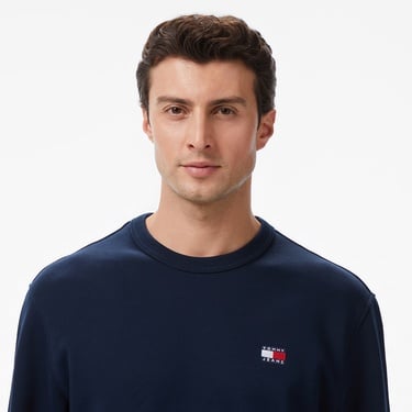  Tommy Jeans Regular Badge Erkek Mavi Sweatshirt