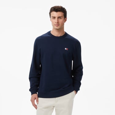  Tommy Jeans Regular Badge Erkek Mavi Sweatshirt