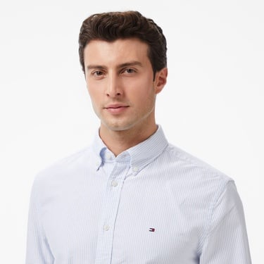  Tommy Hilfiger Heritage Oxford Stripe Erkek Mavi Gömlek