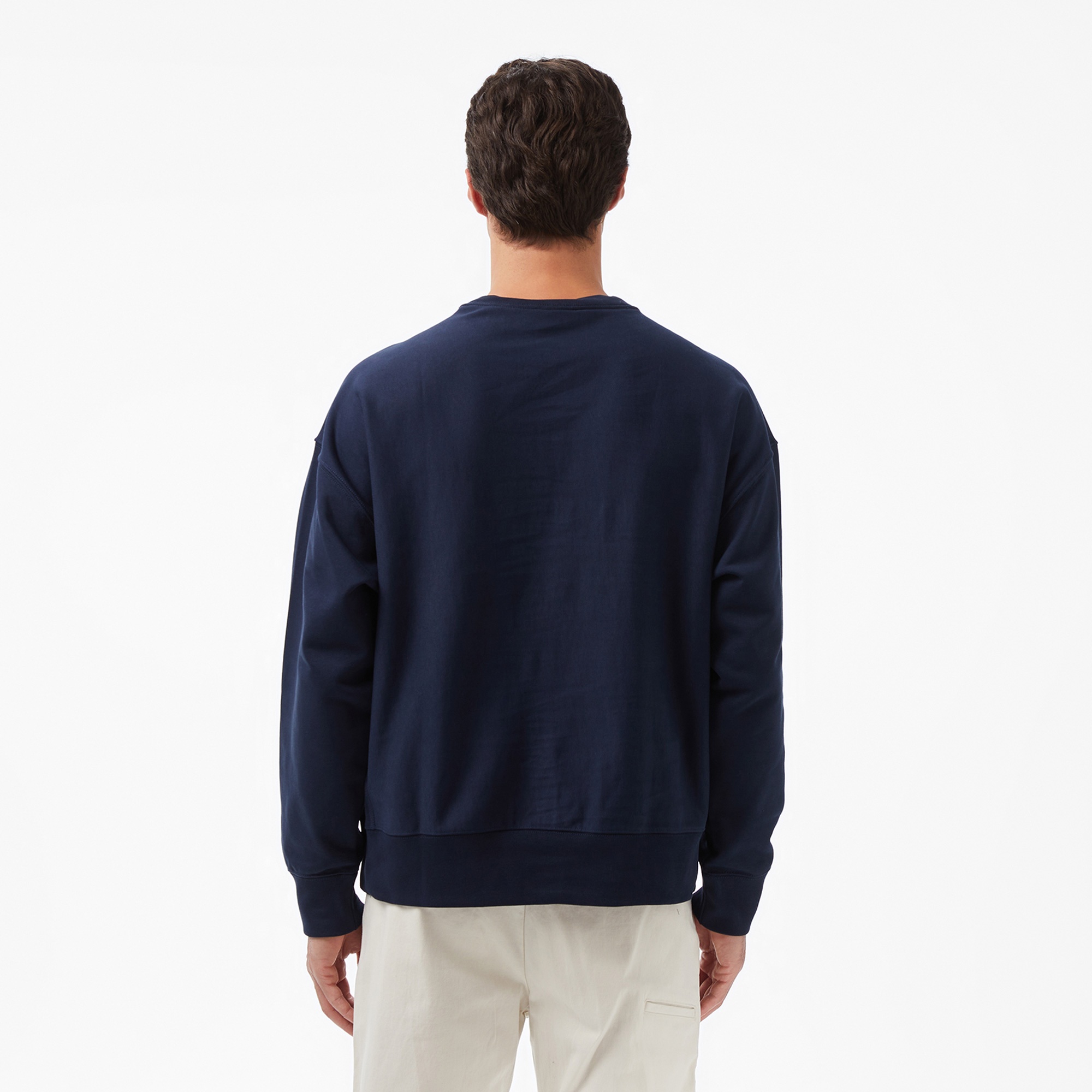 Calvin Klein Premium Terry Monogram Erkek Mavi Sweatshirt