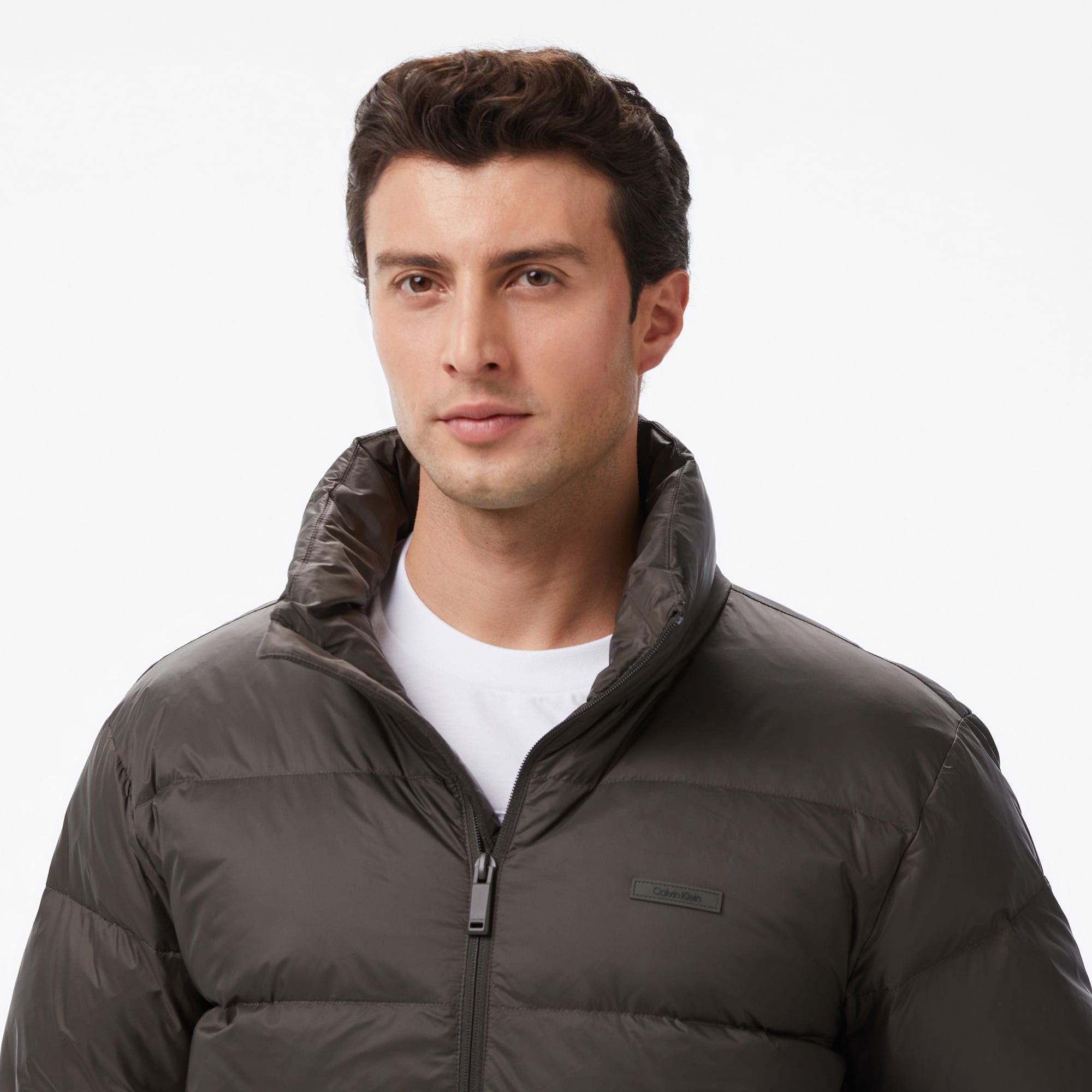 Calvin Klein Nylon Down Puffer Erkek Gri Mont
