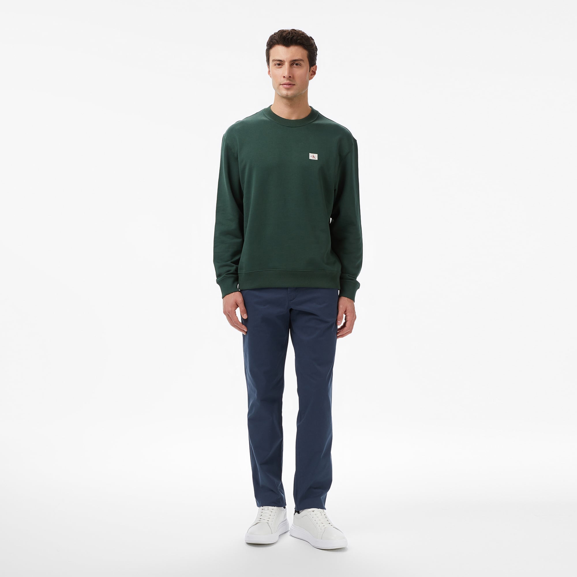 Calvin Klein Terry Badge Erkek Yeşil Sweatshirt