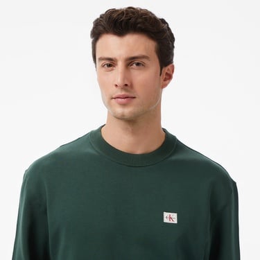  Calvin Klein Terry Badge Erkek Yeşil Sweatshirt
