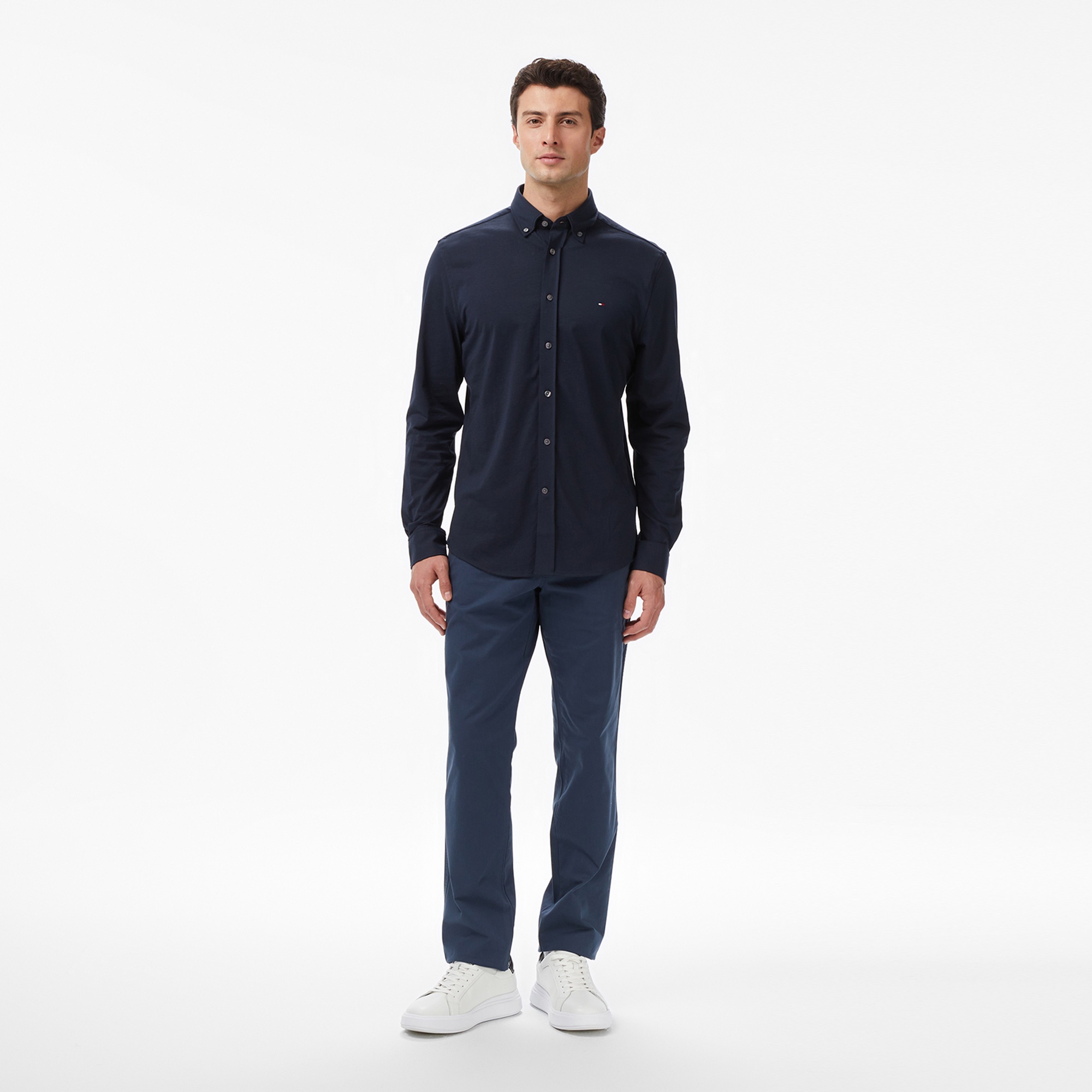 Tommy Hilfiger Performance Knit Solid Erkek Lacivert Gömlek