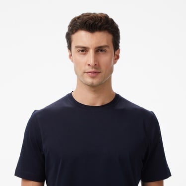  Tommy Hilfiger Mercerised Cotton Erkek Lacivert T-Shirt