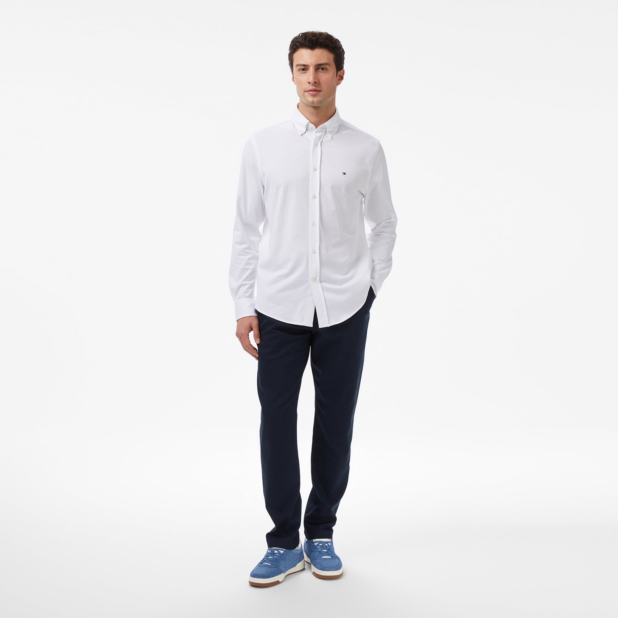 Tommy Hilfiger Performance Knit Solid Erkek Beyaz Gömlek