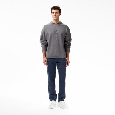  Calvin Klein Embossed Logo Erkek Gri Triko