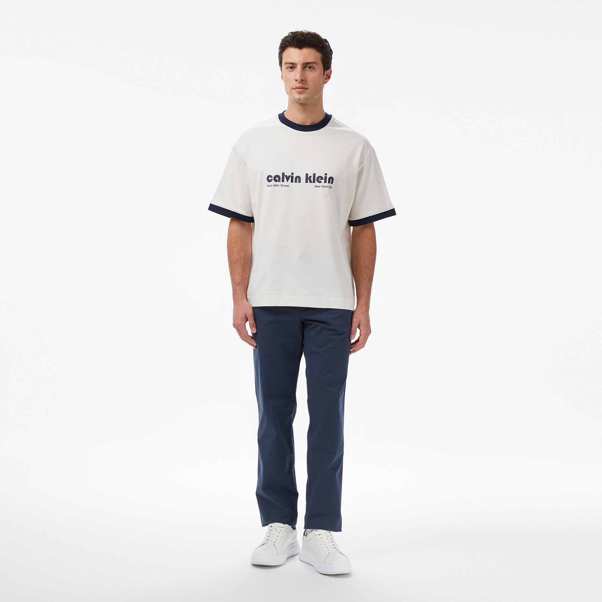 Calvin Klein Cotton Signature Slim Chino Erkek Mavi Pantolon