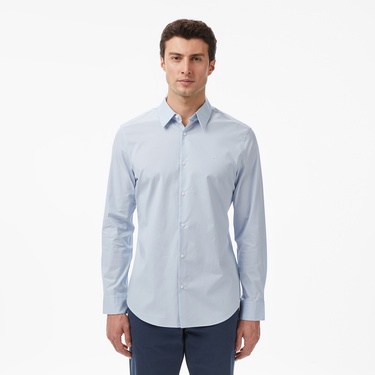  Calvin Klein Solid Stretch Slim Erkek Mavi Gömlek