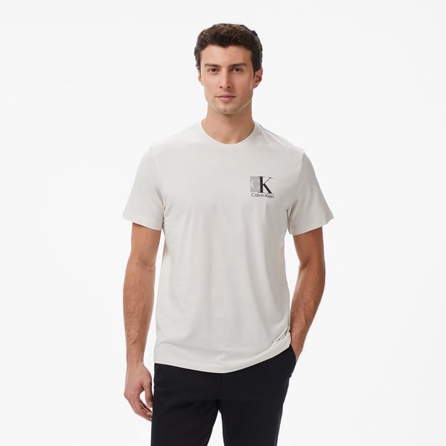  Calvin Klein Abstract Graphic Erkek Beyaz T-Shirt