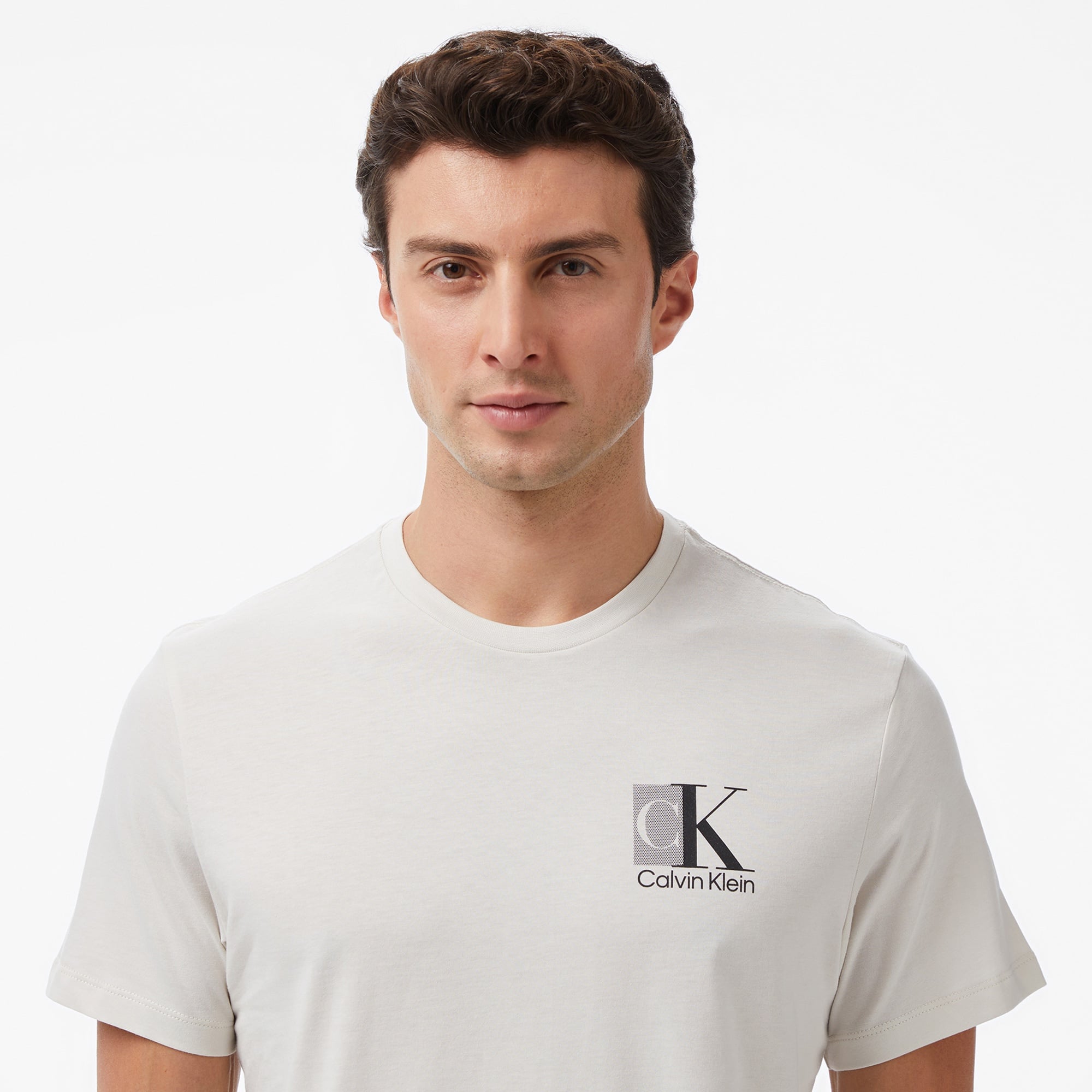 Calvin Klein Abstract Graphic Erkek Beyaz T-Shirt