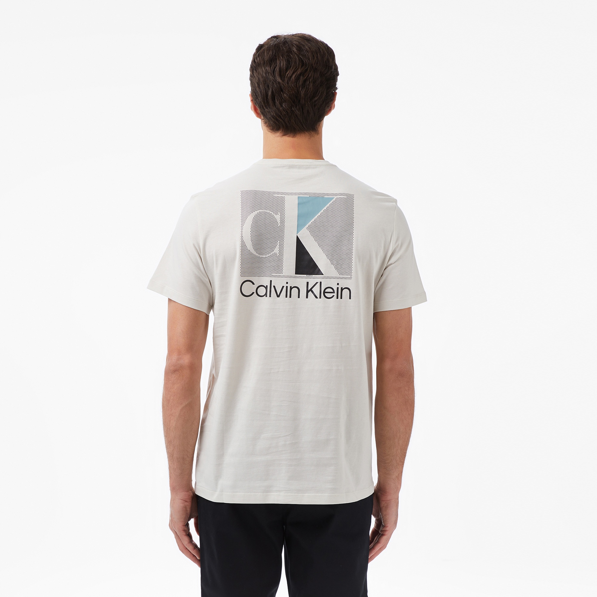Calvin Klein Abstract Graphic Erkek Beyaz T-Shirt