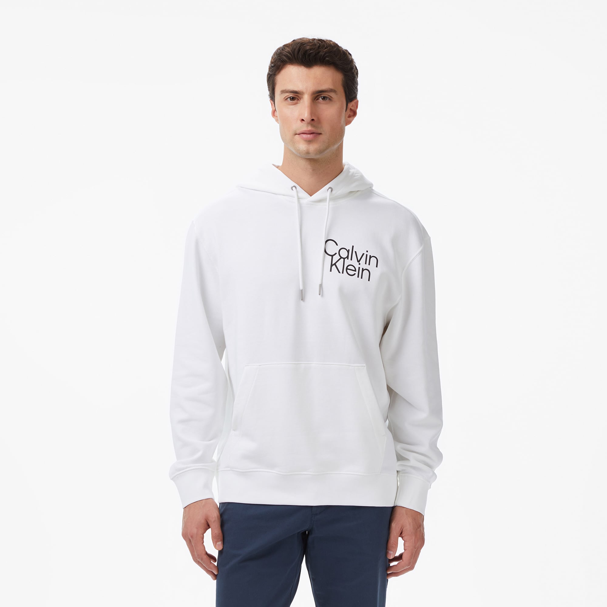 Calvin Klein Terry Graphic Erkek Beyaz Sweatshirt
