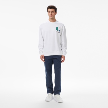 Calvin Klein Terry Bauhaus Logo Erkek Beyaz Sweatshirt