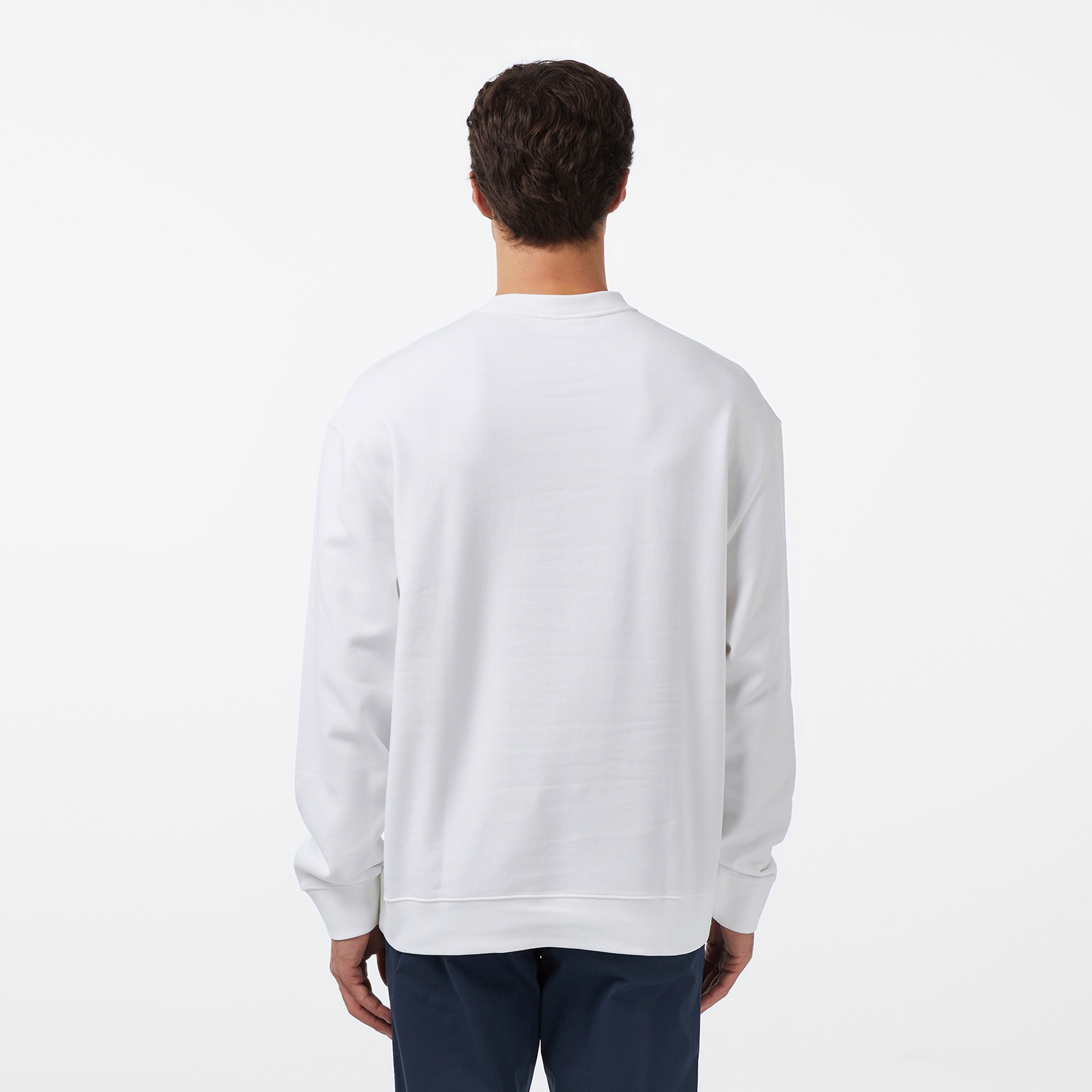 Calvin Klein Terry Bauhaus Logo Erkek Beyaz Sweatshirt