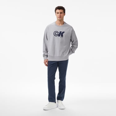  Calvin Klein Premium Terry Graphic Erkek Gri Sweatshirt