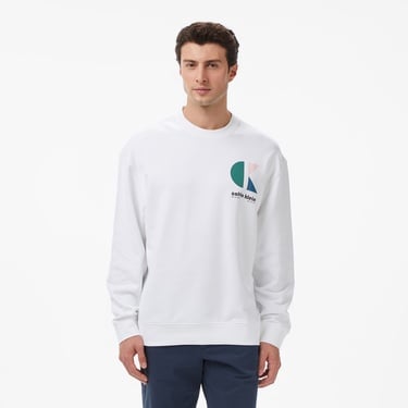  Calvin Klein Terry Bauhaus Logo Erkek Beyaz Sweatshirt