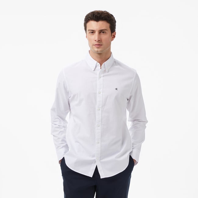  Calvin Klein Solid Oxford Classic Erkek Beyaz Gömlek