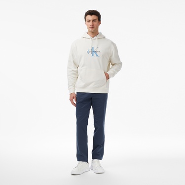  Calvin Klein Monologo Terry Erkek Beyaz Sweatshirt