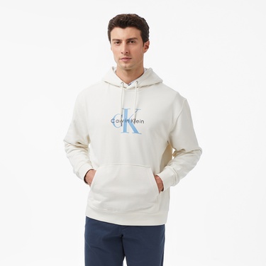  Calvin Klein Monologo Terry Erkek Beyaz Sweatshirt