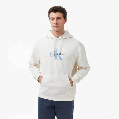  Calvin Klein Monologo Terry Erkek Beyaz Sweatshirt