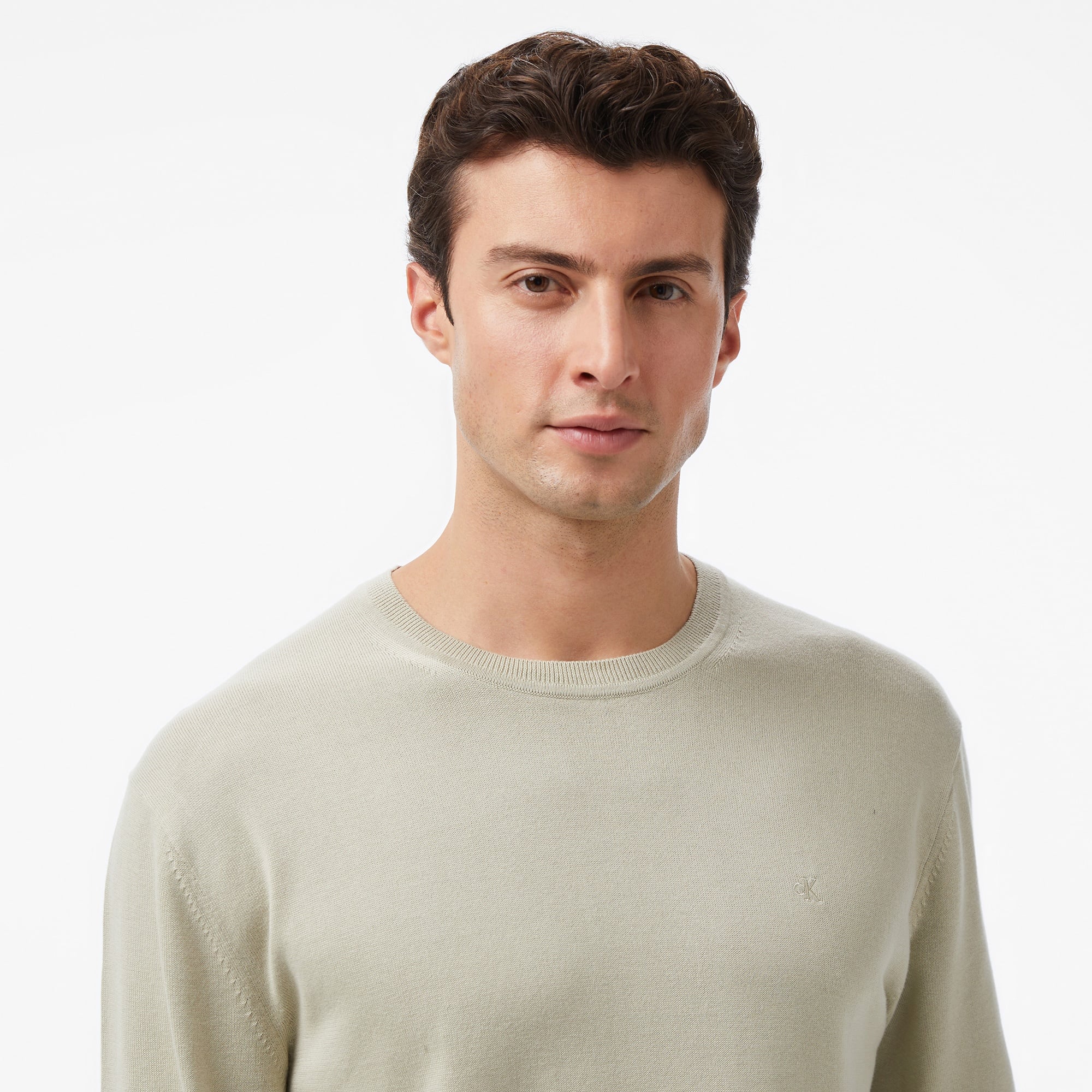 Calvin Klein Supima Erkek Haki Triko