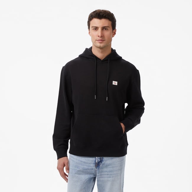  Calvin Klein Terry Badge Erkek Siyah Sweatshirt