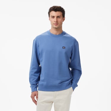  Calvin Klein Terry Badge Erkek Mavi Sweatshirt