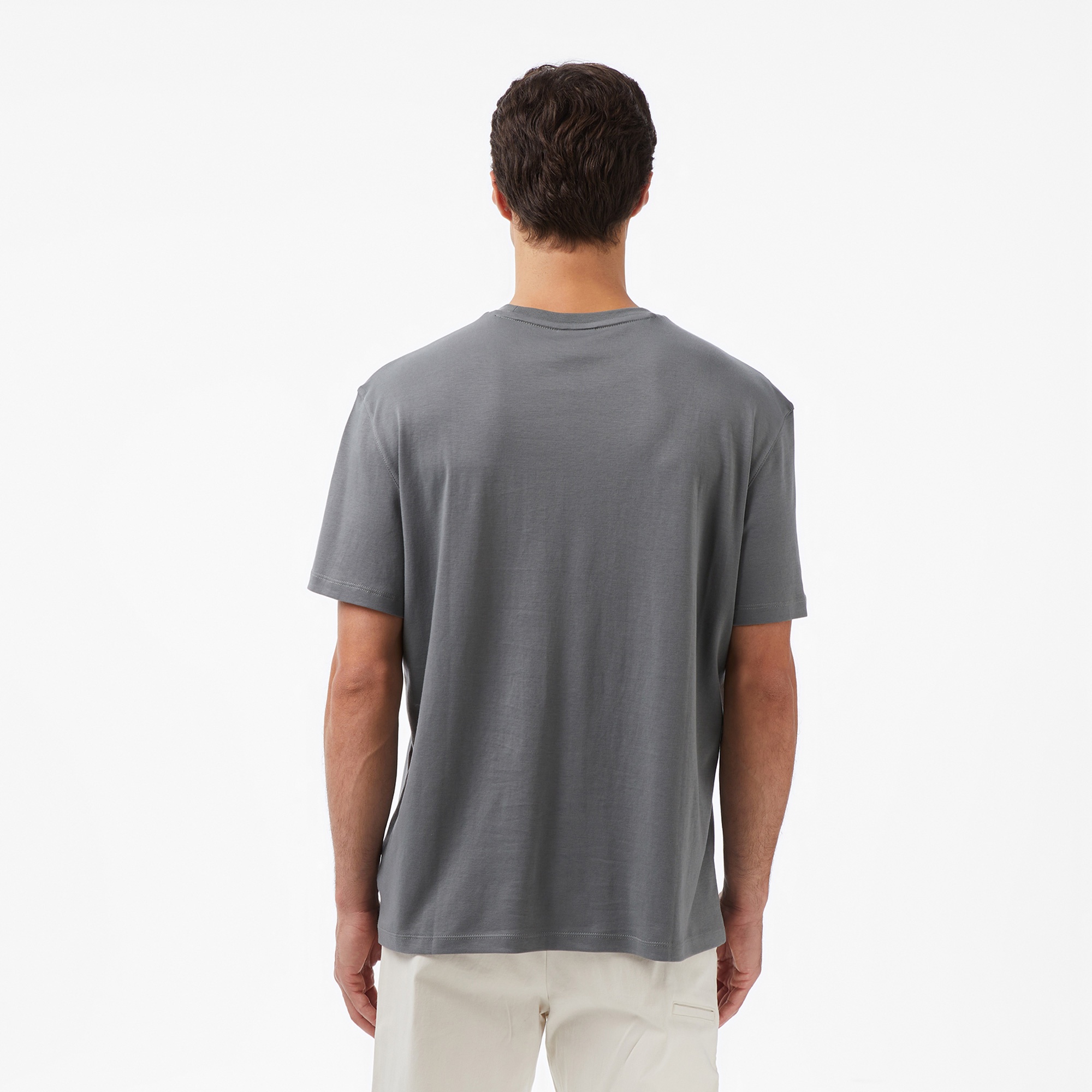 Calvin Klein Supima Chest Crew Erkek Gri T-Shirt