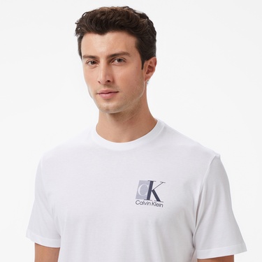  Calvin Klein Abstract Graphic Erkek Beyaz T-Shirt