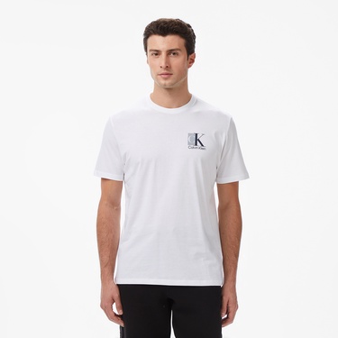 Calvin Klein Abstract Graphic Erkek Beyaz T-Shirt