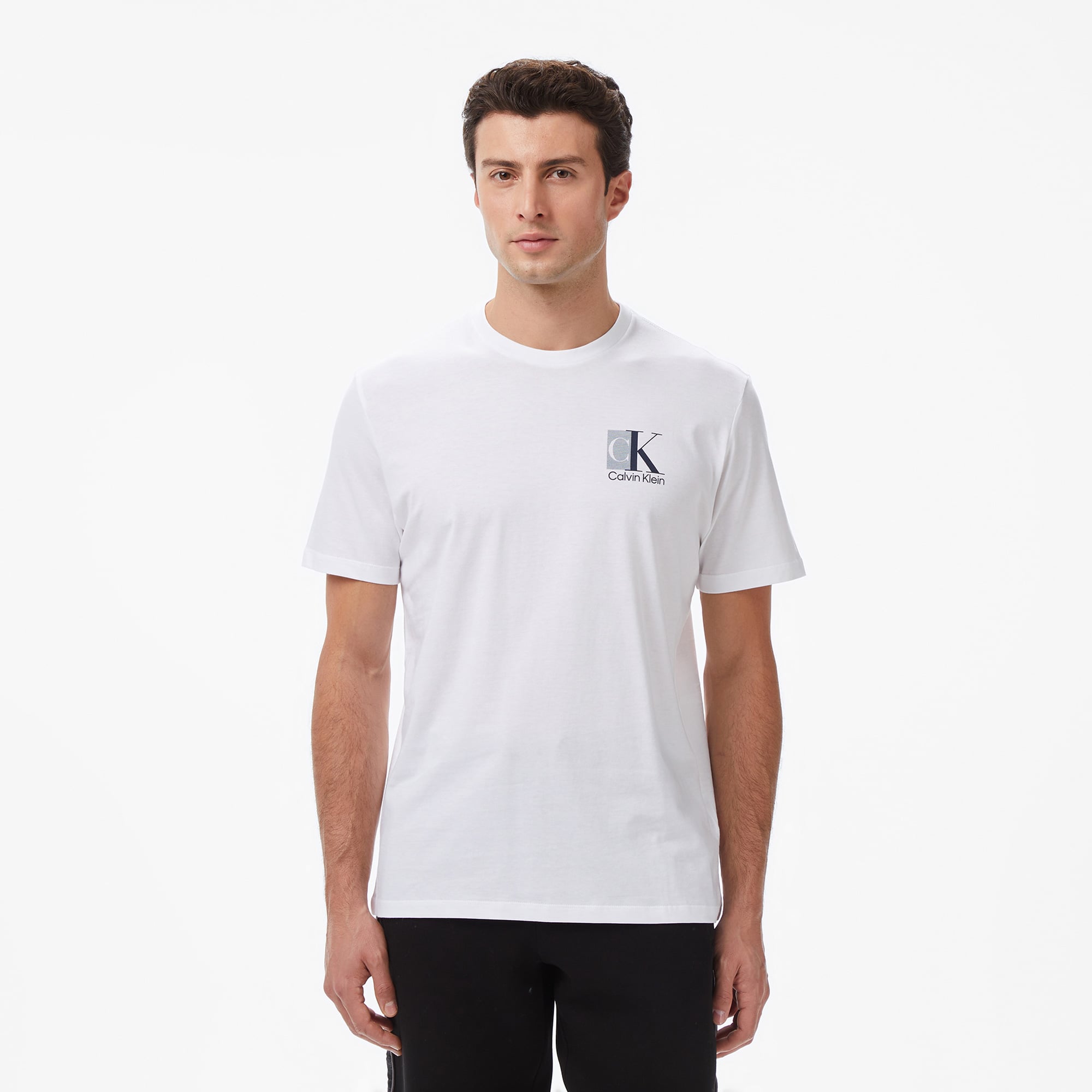  Calvin Klein Abstract Graphic Erkek Beyaz T-Shirt